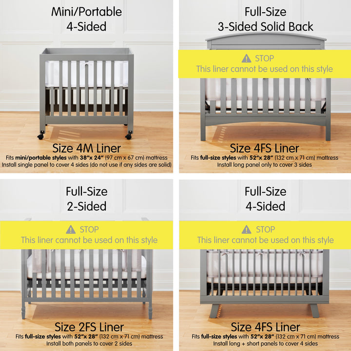 BreathableBaby Classic Mesh Liner for Mini Cribs (Covers 4 Sides)