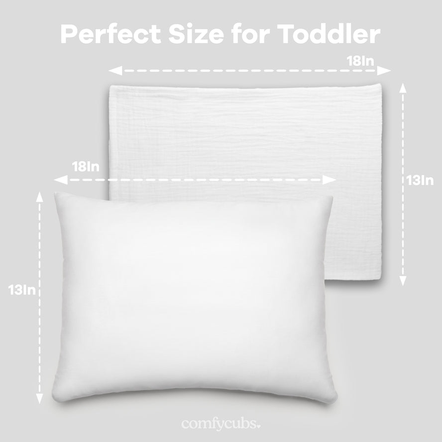 Comfy Cubs Toddler Pillow with Soft Muslin Cotton Pillowcase