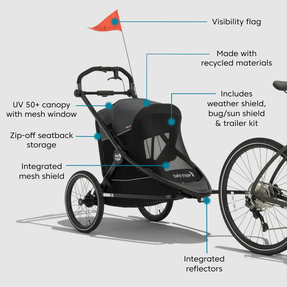 Baby Jogger City Prix Jogger x Bike Trailer