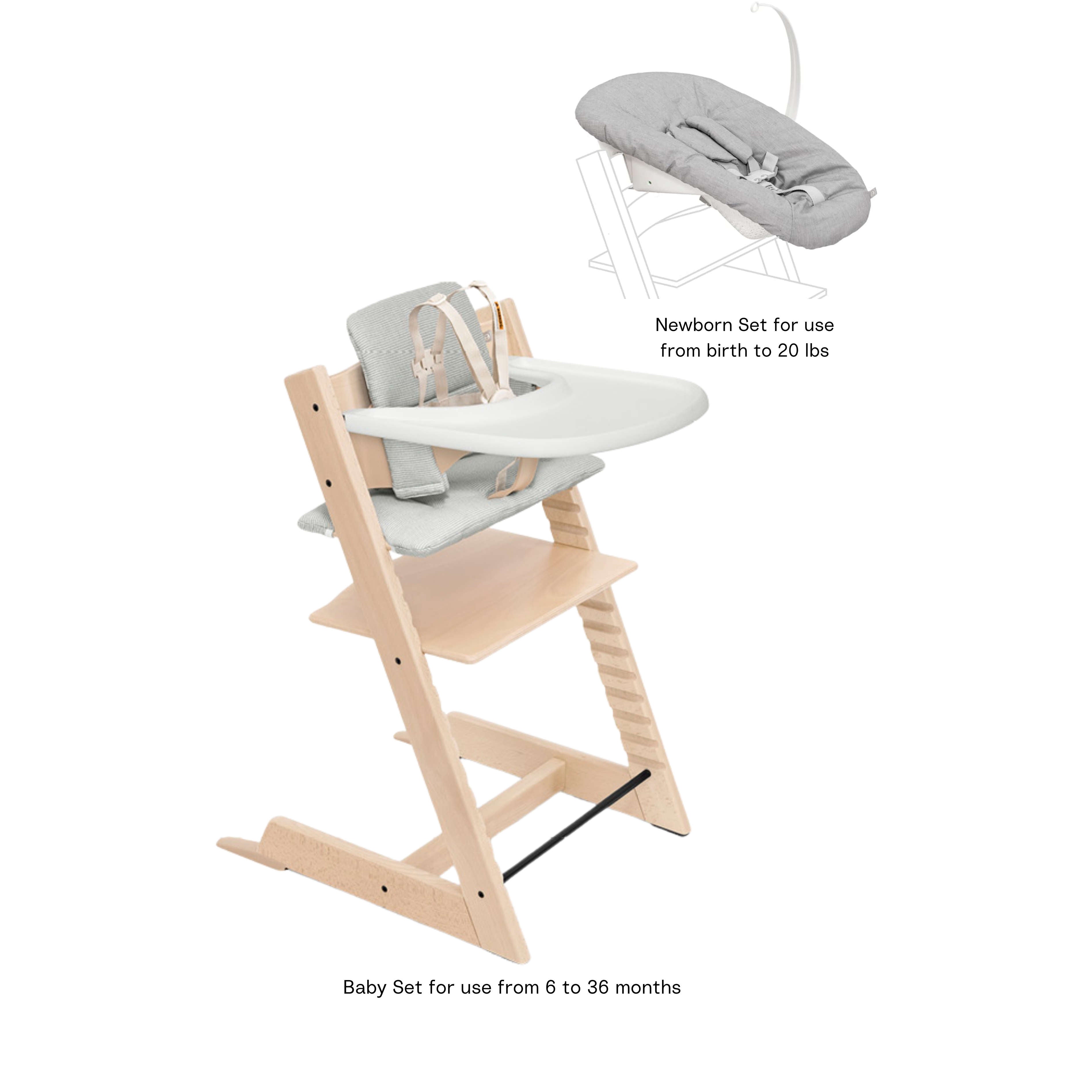 Stokke Tripp Trapp® High Chair² with Cushion, Newborn Set + Stokke Tray