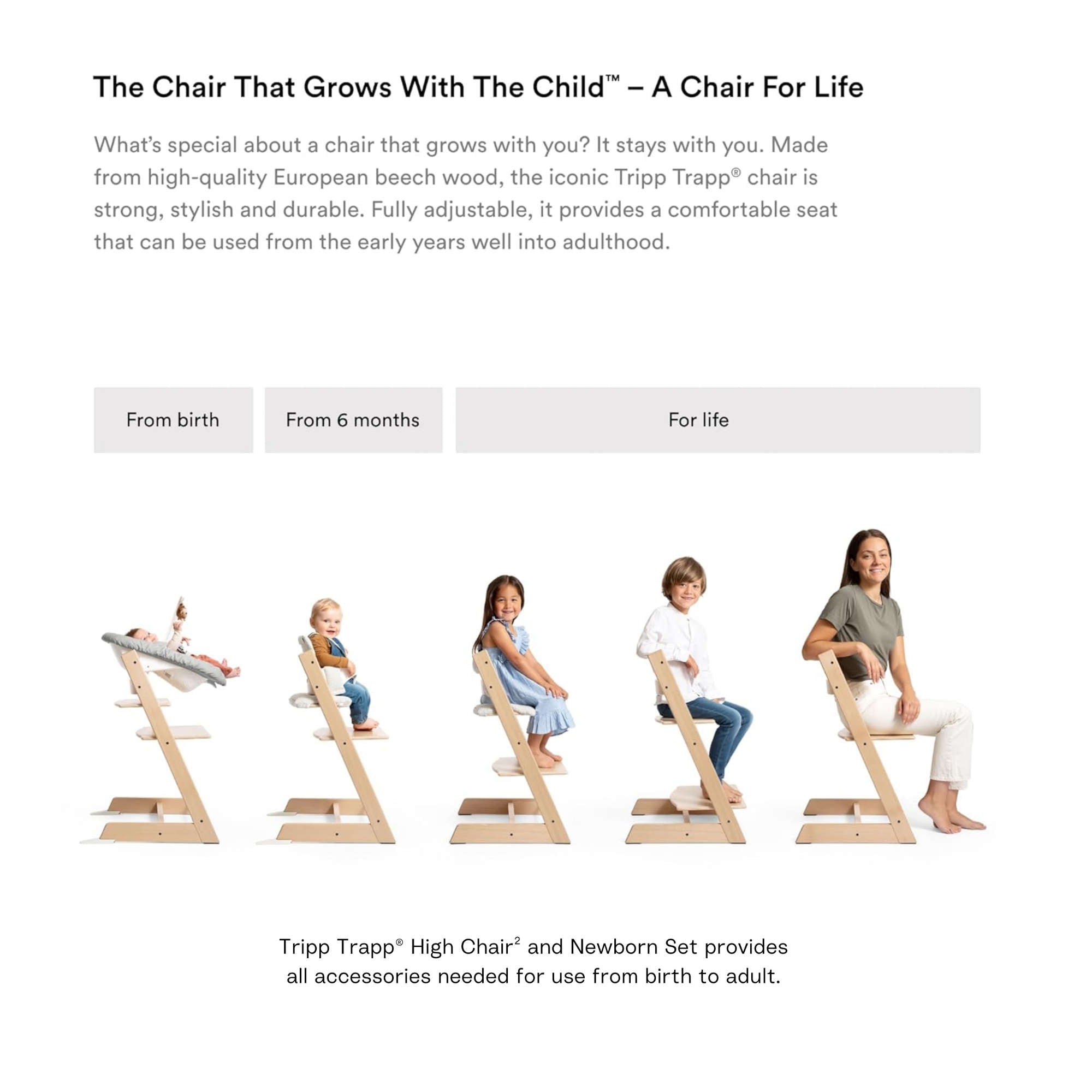 Stokke Tripp Trapp® High Chair² with Cushion, Newborn Set + Stokke Tray