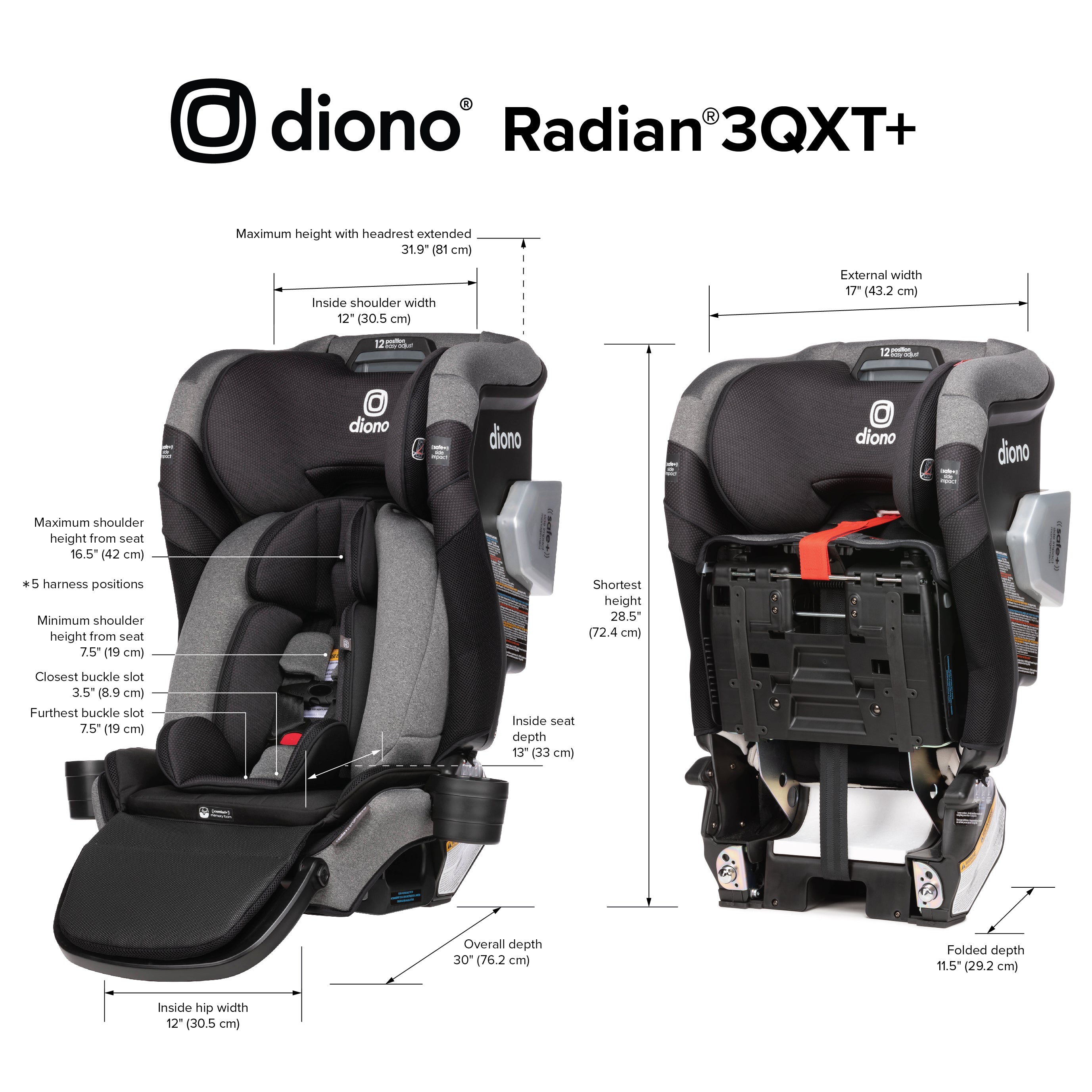 Diono Radian 3QXT+ Luxury 3 Across All-in-One Car Seat