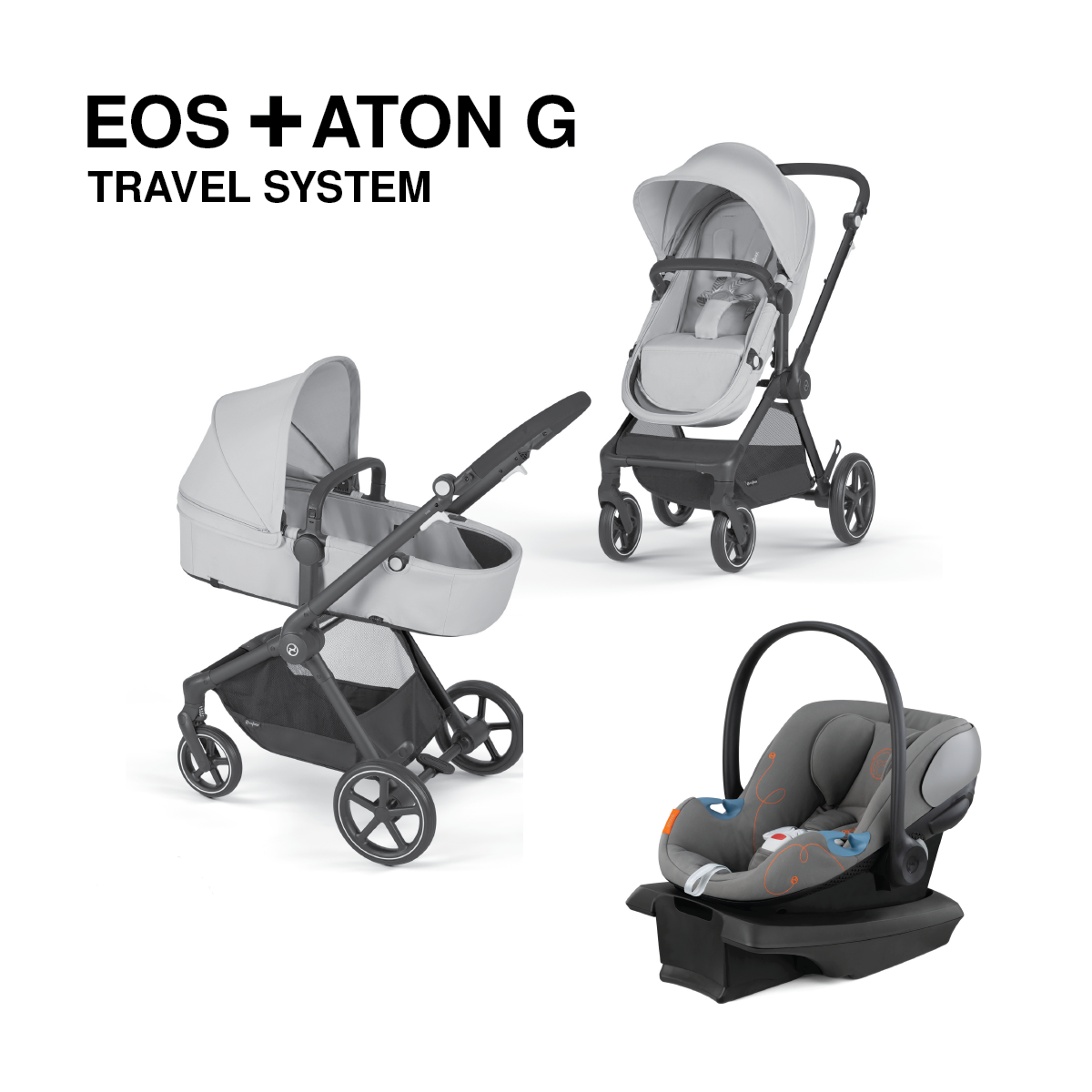 Cybex EOS 5-in-1 Travel System Stroller + Lightweight Aton G Infant Car Seat