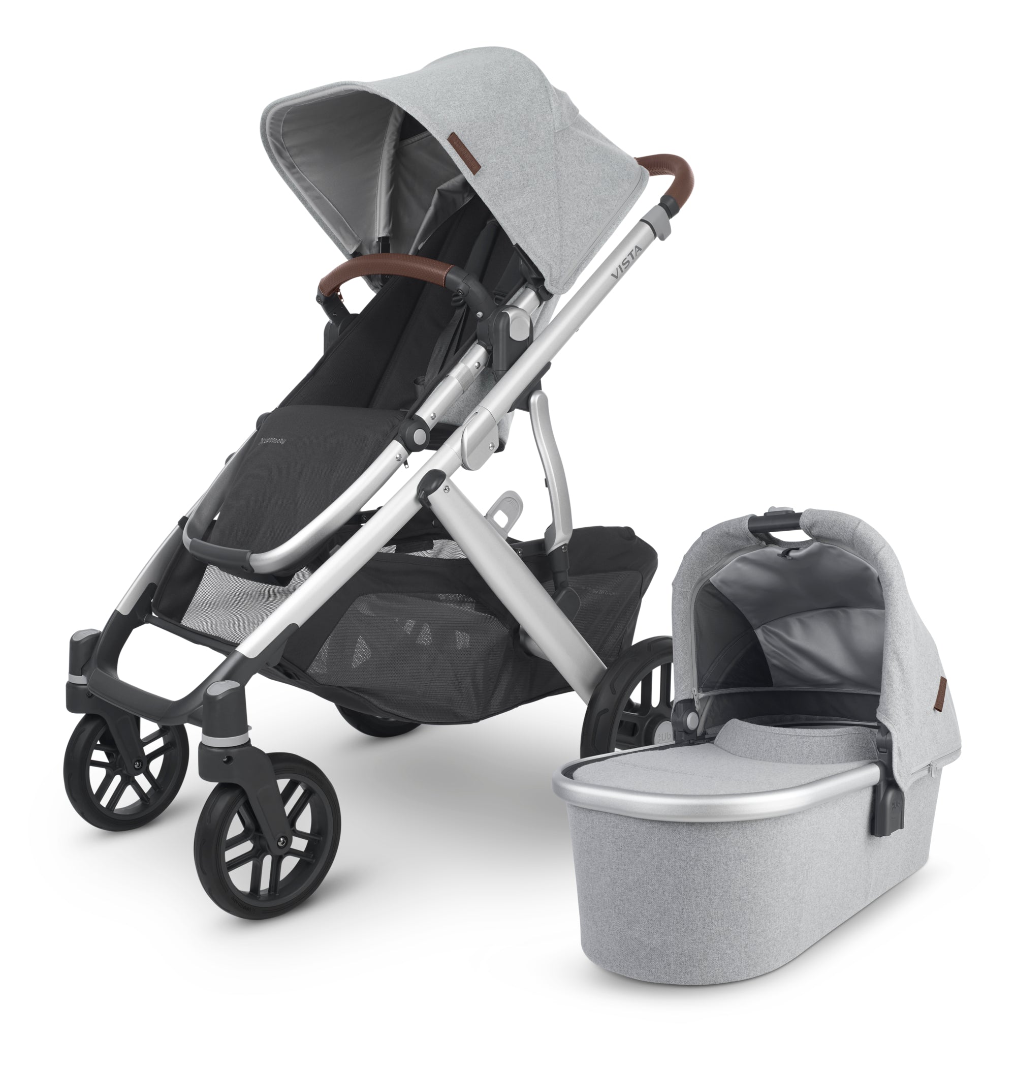 Buy the Vista V2 from Mega babies in a grey brushed mélange. 