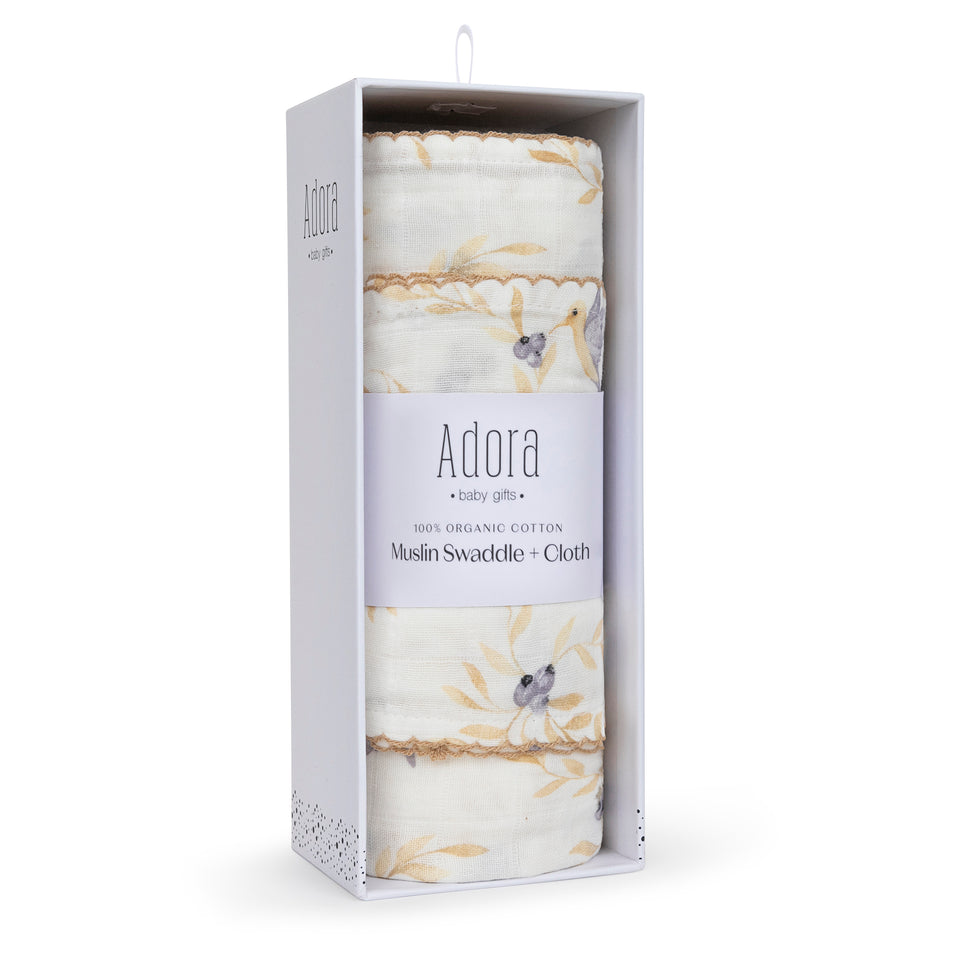 Adora Organic Cotton Muslin Swaddle + Cloth Set