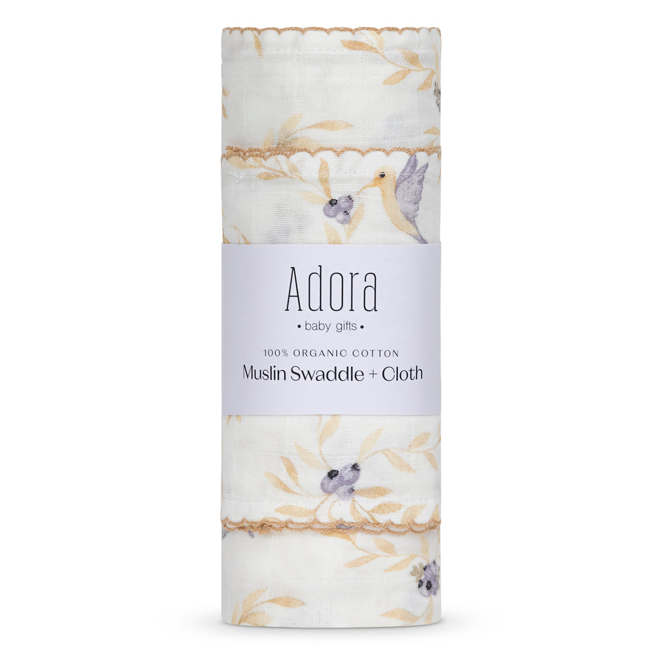 Adora Organic Cotton Muslin Swaddle + Cloth Set