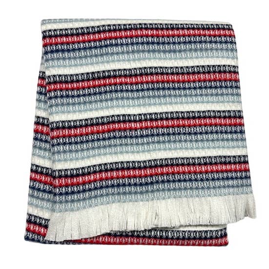 ASI Cotton Blend Fringed Multi Stripe Baby Blanket