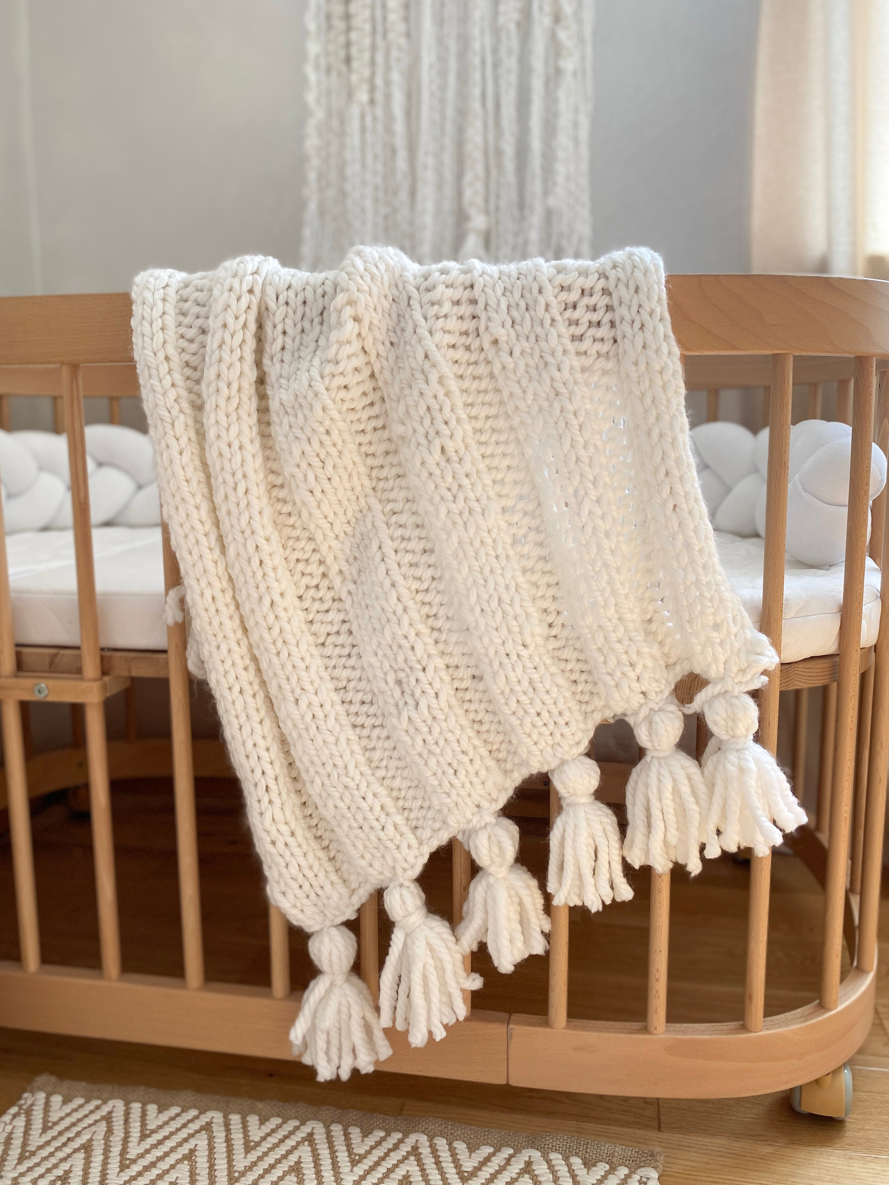 Anzy Home Boho Knitted Baby Blanket