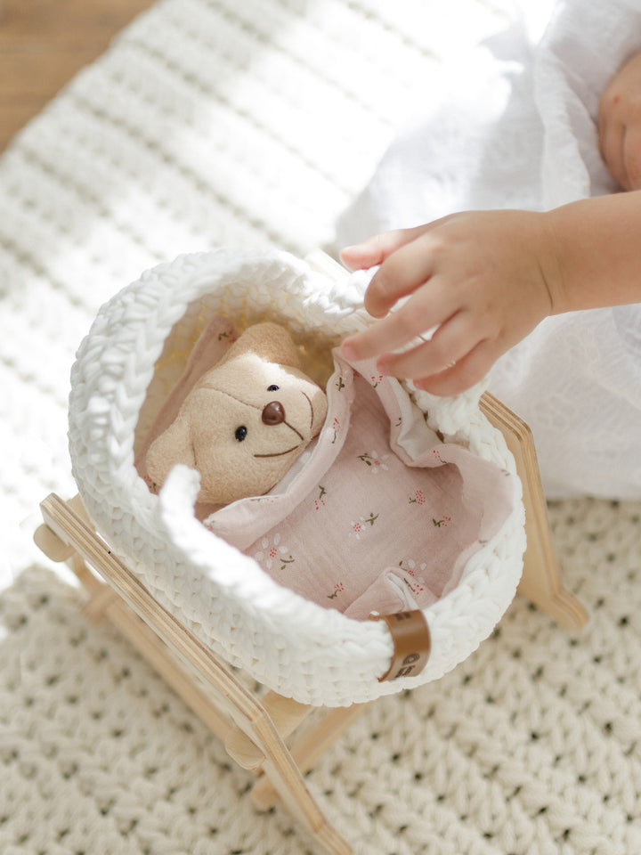 Anzy Home Mini Doll Cradle Round Hood With Stand