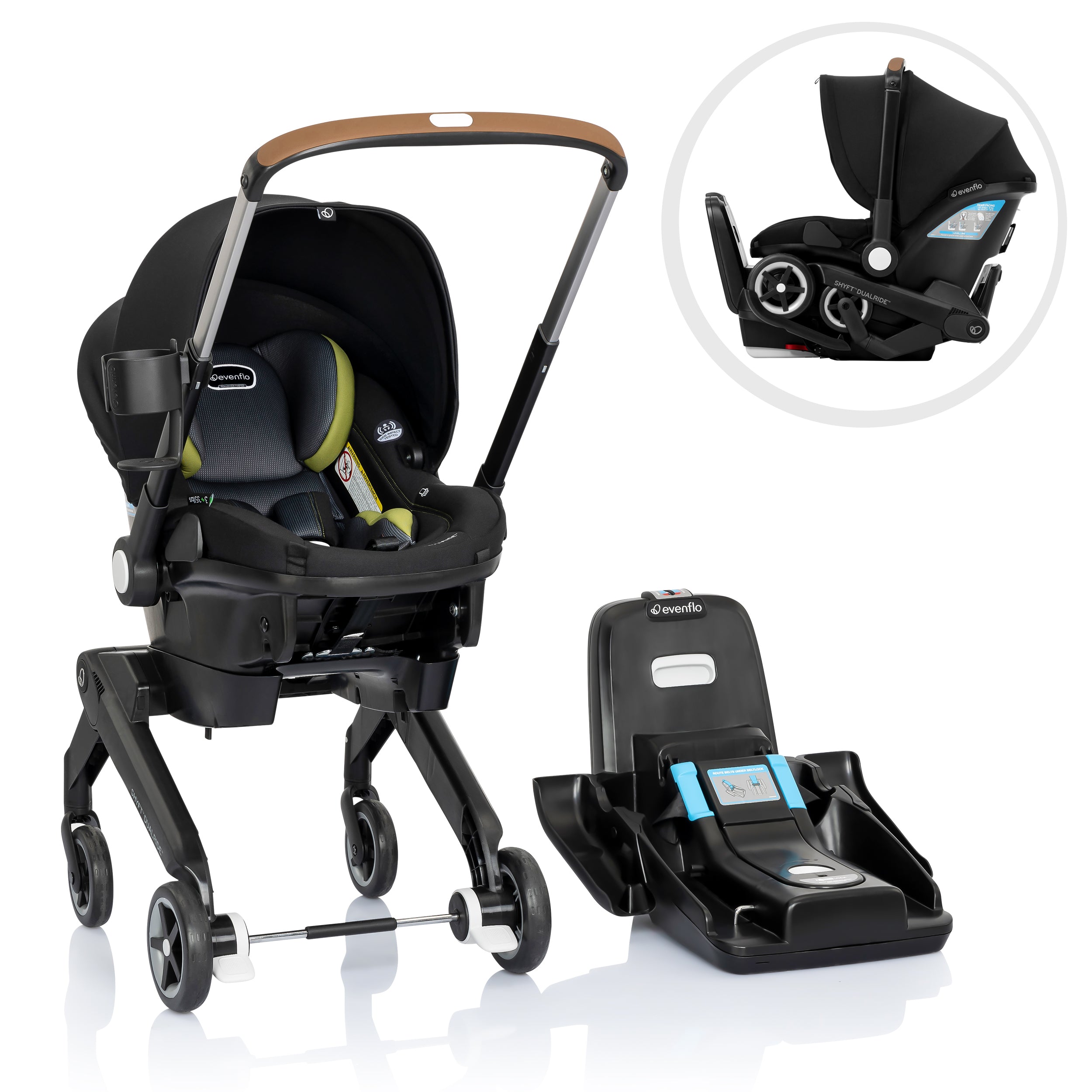 Evenflo Shyft DualRide Infant Car Seat and Stroller Combo with Carryall Storage