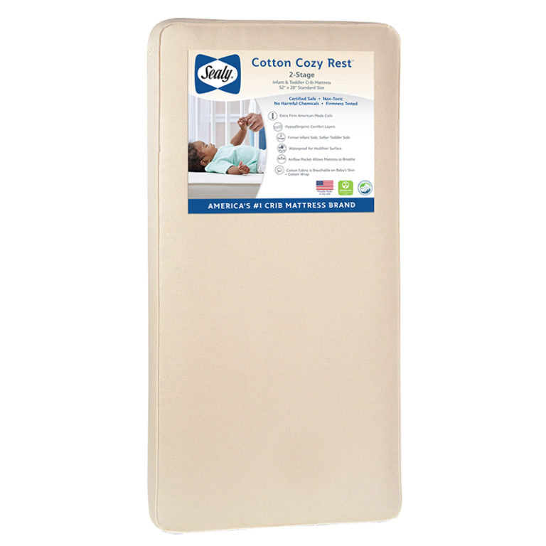 Sealy Cotton Cozy Rest 2-Stage Crib and Toddler Mattress