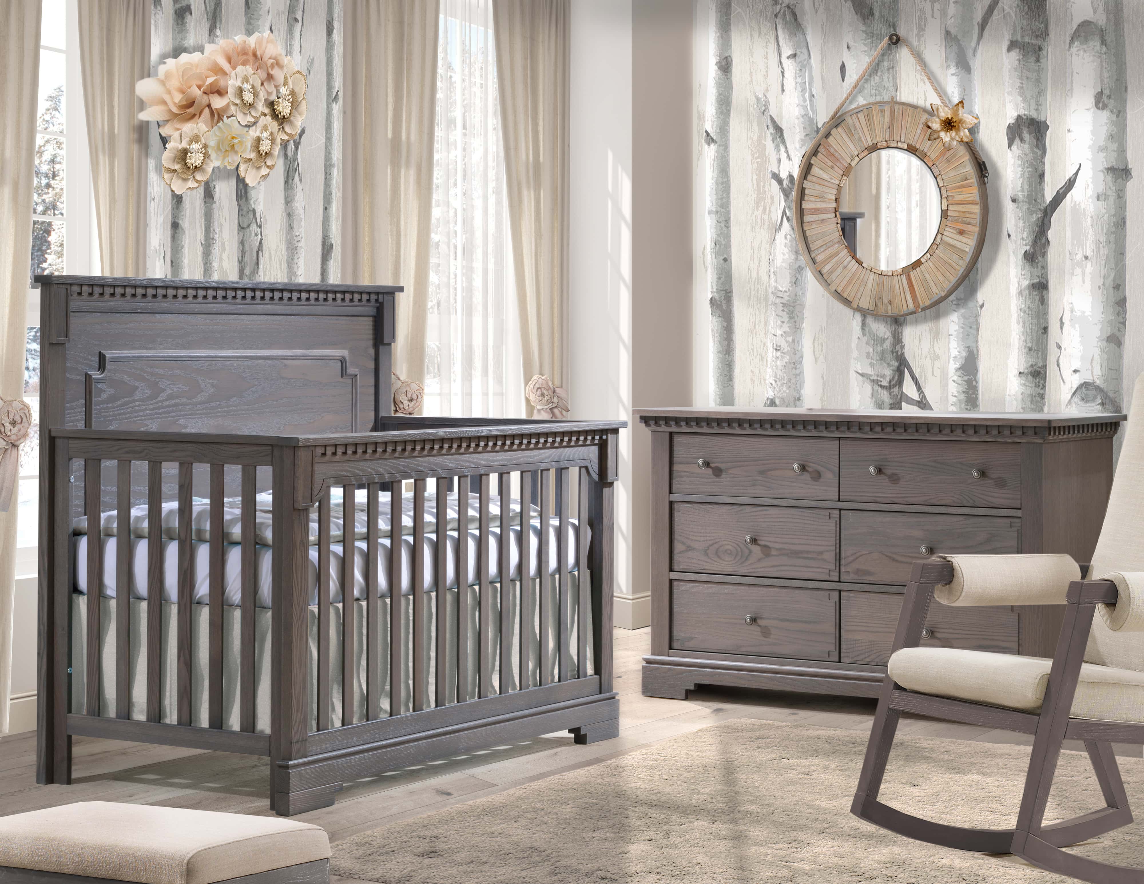 Natart Ithaca ''5-in-1'' Convertible Crib with Wood Panel