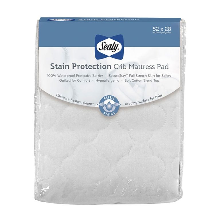 Sealy Stain Protection Waterproof Fitted Crib Mattress Pad